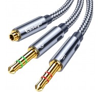 Кабель мультимедійний 3.5mm F to 2x3.5mm M 0.25m black Essager (EYPS35-TLB0G)
