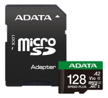 Карта пам'яті ADATA 128GB microSD class 10 UHS-I U3 V30 A2 Speed Plus (UD128GUI3V30A2SP-RA1)
