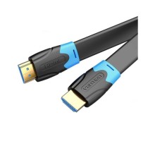 Кабель мультимедійний HDMI M to HDMI M 3.0m V2.0 4K60Hz PVC flat black Vention (AAKBI)