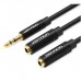 Кабель мультимедійний 3.5mm M to 2x3.5mm F 0.3m black Vention (BBWBY)