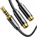 Кабель мультимедійний 3.5mm M to 2x3.5mm F 0.2m AV141 black Ugreen (30619)