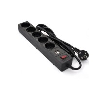 Мережевий фільтр живлення Patron 3m (SP-53) + 2 USB 2.0, 2.1A , 5 роз. BLACK (EXT-PN-SP-53-USB)