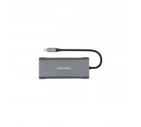 Концентратор PowerPlant USB-C to 2xUSB 3.0, 1xUSB 2.0, 1xType-C (PD), HDMI, SD, RJ45 (CA913497)