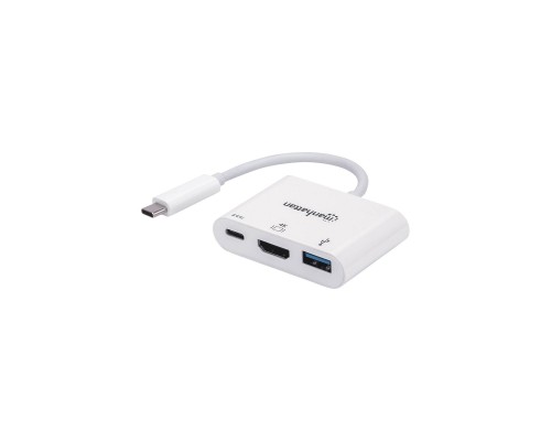 Концентратор Intracom USB3.1 Type-C to HDMI/USB 3.0/PD 60W 4-in-1 White Manhattan (152945)