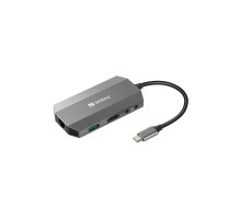 Концентратор Sandberg USB3.1 Type-C to HDMI/USB 3.0x2/RJ45/SD/TF/PD 100W 6in1 (136-33)