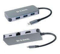 Концентратор D-Link 3xUSB3.0, 1xUSB-C/PD, 1xHDMI 1.4b, 1xGE, USB-C (DUB-2335)