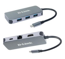 Концентратор D-Link 3xUSB3.0, 1xUSB-C/PD, 1xHDMI 1.4b, 1xGE, USB-C (DUB-2335)