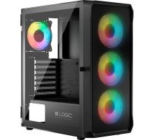 Корпус для ПК Logic concept PORTOS MESH+GLASS ARGB fans 4x120mm BLACK (AT-PORTOS-10-0000000-0002)
