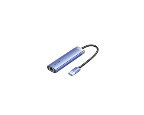 Концентратор Vention USB 3.0 to USB 3.0x3/RJ45/Type-C Hub Blue Aluminum Alloy 5-in-1 (TGFSB)