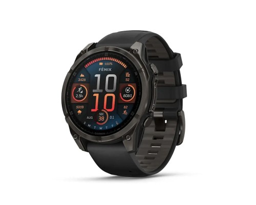 Смарт-годинник Garmin fenix 8 47mm, AMOLED, Saph, CrbnGryTi/Blk, Blk/PebbleGryBnd, GPS (010-02904-21)