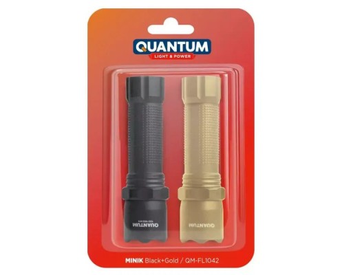 Ліхтар Quantum QM-FL1042 Minik 3W LED з USB Black-Gold, 2 шт./уп. (QM-FL1042)