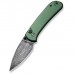 Ніж Civivi Qubit, Green Aluminum, Damascus (C22030E-DS1)