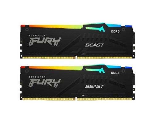 Модуль пам'яті для комп'ютера DDR5 64GB (2x32GB) 5200 MHz Beast RGB EXPO Black Kingston Fury (ex.HyperX) (KF552C40BB2AK2-64)