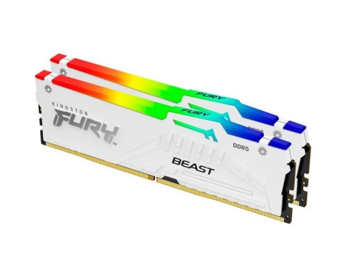 Модуль пам'яті для комп'ютера DDR5 32GB (2x16GB) 6000 MHz Beast RGB EXPO White Kingston Fury (ex.HyperX) (KF560C36BWE2AK2-32)
