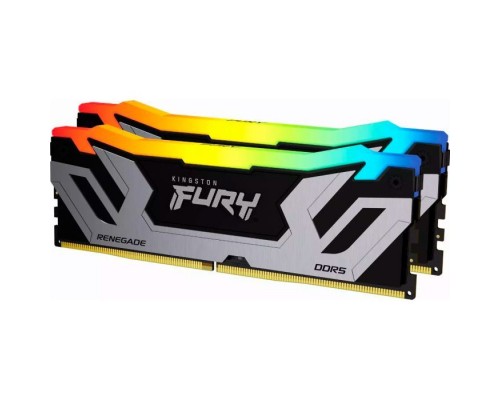 Модуль пам'яті для комп'ютера DDR5 48GB (2x24GB) 8800 MHz Renegade RGB Black/Silver Kingston Fury (ex.HyperX) (KF588CU42RSAK2-48)
