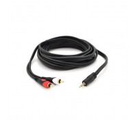 Кабель мультимедійний 3.5mm M to 2xRCA M 5.0m black Voltronic (YT-3.5(M)/2хRCA(M)-5.0PCu)