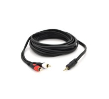 Кабель мультимедійний 3.5mm M to 2xRCA M 5.0m black Voltronic (YT-3.5(M)/2хRCA(M)-5.0PCu)