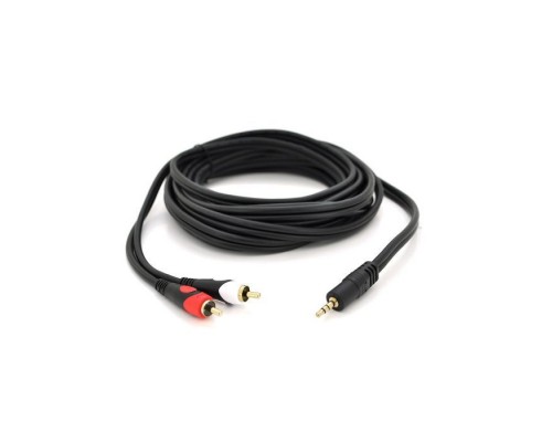 Кабель мультимедійний 3.5mm M to 2xRCA M 5.0m black Voltronic (YT-3.5(M)/2хRCA(M)-5.0PCu)