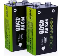 Акумулятор Крона USB-С 500 mAh 9V Li-ion 2шт./уп. (Loop Energy) Verico (1UDBT-A3WEB2-NN)