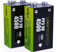Акумулятор Крона USB-С 500 mAh 9V Li-ion 2шт./уп. (Loop Energy) Verico (1UDBT-A3WEB2-NN)