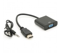 Перехідник HDMI M to VGA F + Audio 0.1m 4K/2K black Voltronic (YT-C-HDMI(M)/VGA(F)+AUX-B)