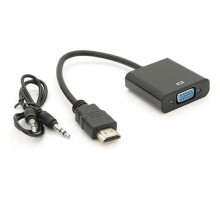 Перехідник HDMI M to VGA F + Audio 0.1m 4K/2K black Voltronic (YT-C-HDMI(M)/VGA(F)+AUX-B)