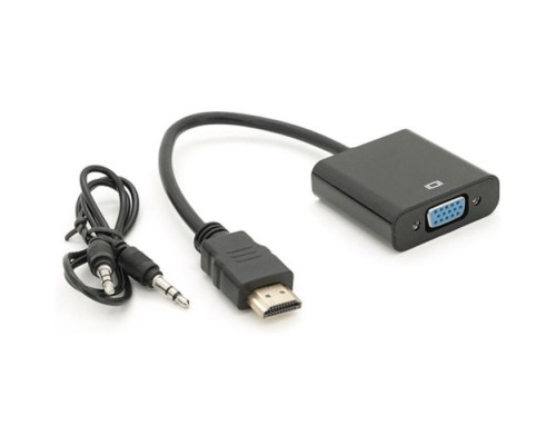 Перехідник HDMI M to VGA F + Audio 0.1m 4K/2K black Voltronic (YT-C-HDMI(M)/VGA(F)+AUX-B)