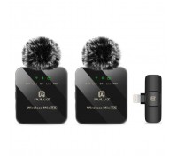 Мікрофон Puluz для iPhone/iPad 8-контактний приймач і два мікрофони Black (PU647B)