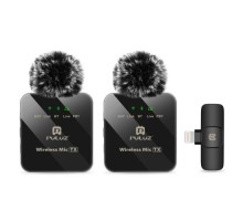 Мікрофон Puluz для iPhone/iPad 8-контактний приймач і два мікрофони Black (PU647B)
