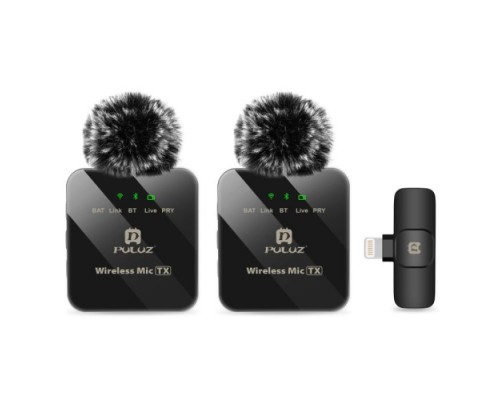 Мікрофон Puluz для iPhone/iPad 8-контактний приймач і два мікрофони Black (PU647B)