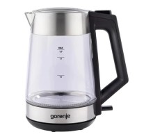 Електрочайник Gorenje 1.7л, 2,200 Вт, strix контроль, скло, нерж (K17OGS)