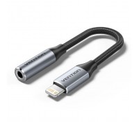 Перехідник Lightning to 3.5mm 0.1m cotton braided aluminum gray Vention (BMBHA)