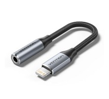 Перехідник Lightning to 3.5mm 0.1m cotton braided aluminum gray Vention (BMBHA)