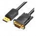 Кабель мультимедійний DisplayPort M to VGA M 1.5m 1080p60Hz black Vention (HBLBG)