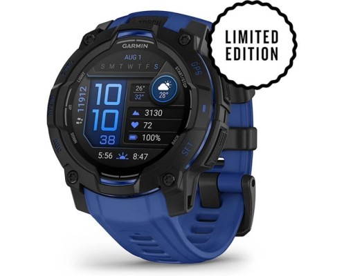 Смарт-годинник Garmin Instinct 3, 45mm, AMOLED, Black with Bolt Blue Band, GPS смарт-годинник (010-02936-03)