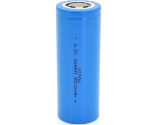 Акумулятор 26650 3300mAh, LiFePO4, FlatTop, 3.2V, Blue Vipow (IFR26650-3300mAhFT / 31075)