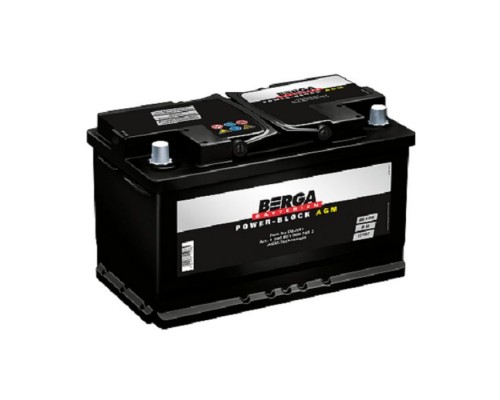 Акумулятор автомобільний Berga Power Block AGM 80Ah Ев (-/+) (800EN) (5809010807502)