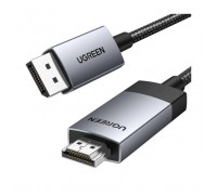 Кабель мультимедійний DisplayPort M to HDMI M 3.0m V1.2 4K60Hz 2K144Hz 1080P240Hz black Ugreen (25491)