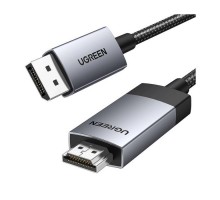 Кабель мультимедійний DisplayPort M to HDMI M 3.0m V1.2 4K60Hz 2K144Hz 1080P240Hz black Ugreen (25491)