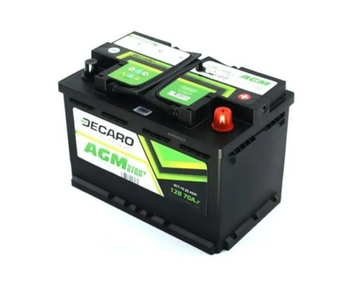 Акумулятор автомобільний DECARO 70Ah-12v AGM Start-Stop (278х175х190), R, EN760 (6СТ-70 (0) AGM)