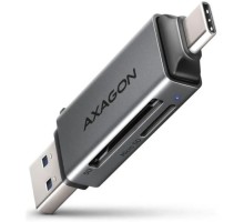 Зчитувач флеш-карт AXAGON USB-C + USB-A to SD/microSD 5Gbps gray (CRE-DAC)