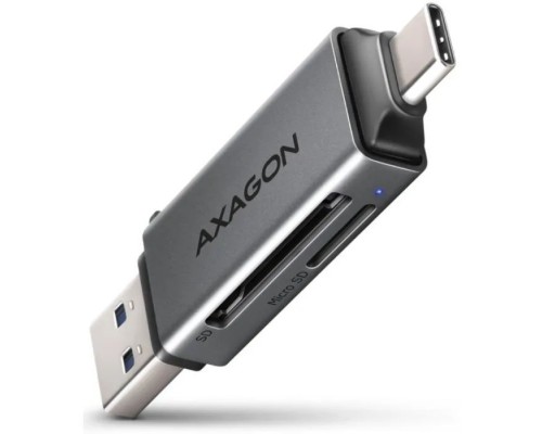 Зчитувач флеш-карт AXAGON USB-C + USB-A to SD/microSD 5Gbps gray (CRE-DAC)