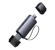 Зчитувач флеш-карт Baseus USB-A + USB-C to SD/TF gray (WKQX060113)