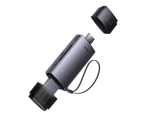 Зчитувач флеш-карт Baseus USB-A + USB-C to SD/TF gray (WKQX060113)