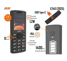 Мобільний телефон 2E E240 2025 Black (794300867202)