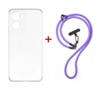 Чохол до мобільного телефона Dengos Case + Cross-body Strap Motorola G06/G06 Power Clear+Purple (DG-KM-CCRB-30)