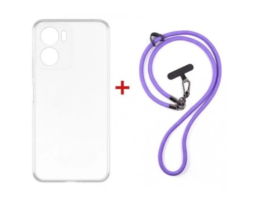 Чохол до мобільного телефона Dengos Case + Cross-body Strap Motorola G06/G06 Power Clear+Purple (DG-KM-CCRB-30)