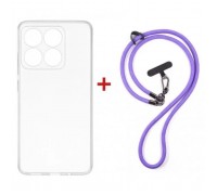 Чохол до мобільного телефона Dengos Case + Cross-body Strap Motorola G17/G17 Power Clear+Purple (DG-KM-CCRB-32)