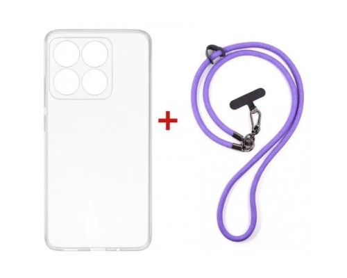 Чохол до мобільного телефона Dengos Case + Cross-body Strap Motorola G17/G17 Power Clear+Purple (DG-KM-CCRB-32)