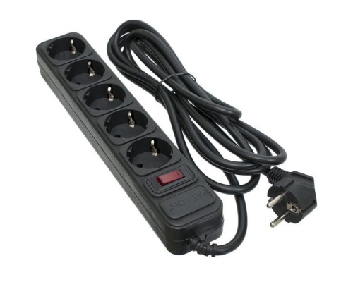 Мережевий фільтр живлення Patron 3.0 m3*1.5mm2 (SP-1653) 5 розеток BLACK (EXT-PN-SP-1653)